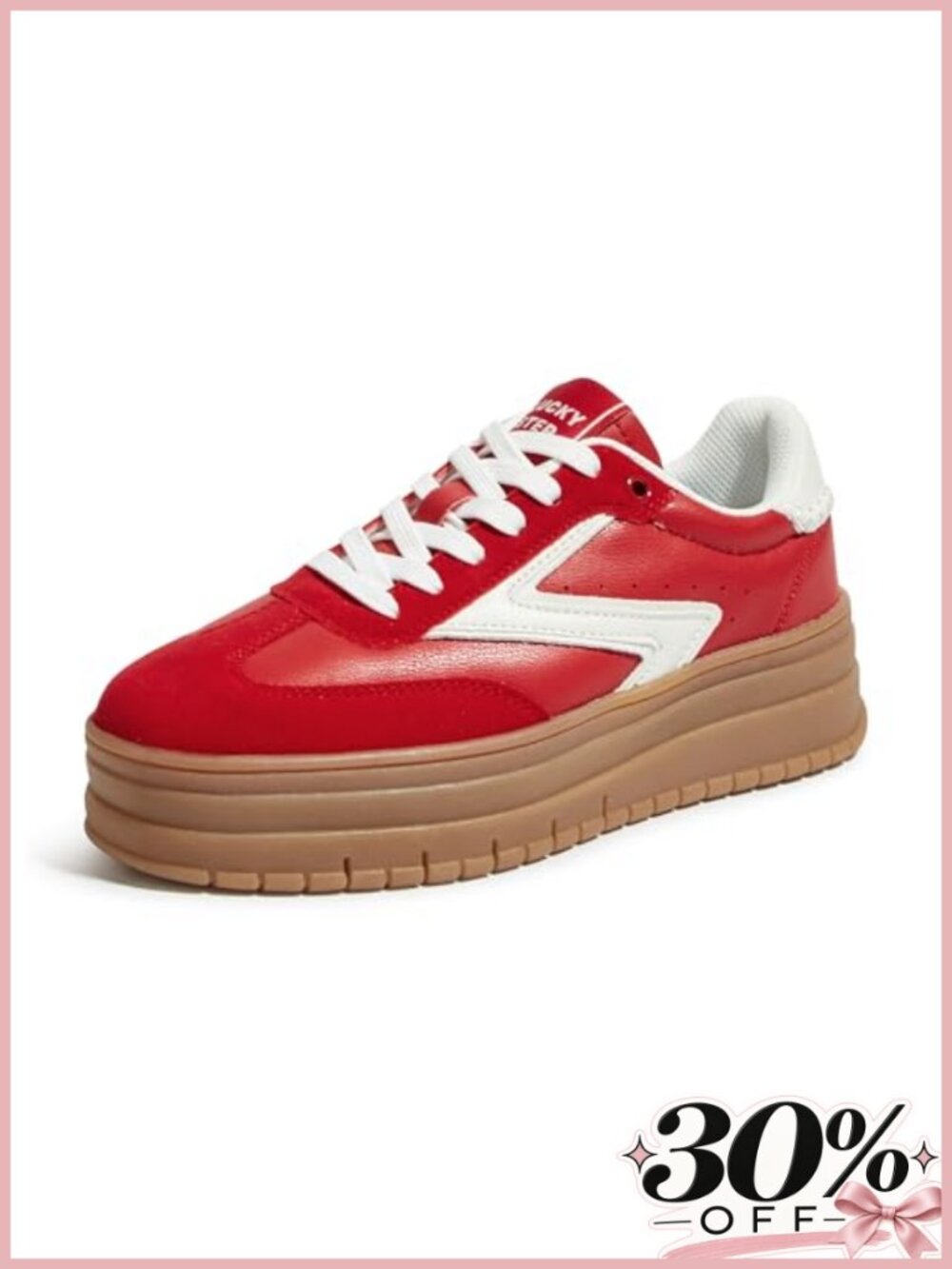 Platform Sneakers Thick Sole 1.9in Heel Lace Up Casual Retro Women's